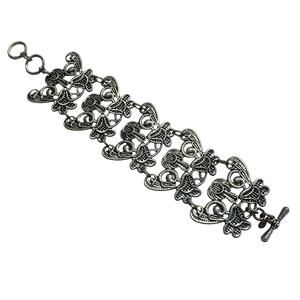 Vintage Premier Designs Wide Silver Panel Chain Bracelet textured ornate Boho